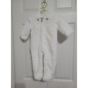 NWT JANIE & JACK Boy Girl 3-6 Mo The Minuet Ivory Faux Fur Bear Ears Bunting